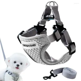 Dog Collars Harness Breathable Reflective Puppy Vest No-Choke Pet 3D Mesh With Leashes Buckle For Summer Jogging Outdoor