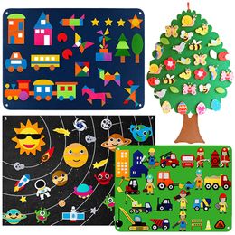 Montessori Parish Felt Board Learning Toys For Children Felt Wall HOOk&LOOP Jigsaw Storey DIY Handmade Material Educational Games