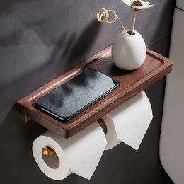 Black Walnut Tissue Box Roll Stand Mobile Phone Stand Toilet Paper Holder Bathroom Tissue Holder