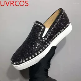 Casual Shoes Low Cut Glitter Sequined Slip-On Black For Men Two Style Runway Flats Loafers Spring Autumn Running Sneakers