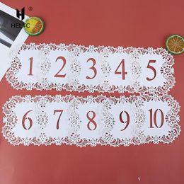 10Pcs/set Table Numbers 1-10 11-20 Mini Pearl Paper Laser Cut Table Number Cards For Weddings Party Banquet Wedding Table Number