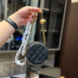 Designer Fashion Women Round Bag Leather Girls Mini Crossbody Shoulder Bags with Chain Ladies Purse Female Lipstick Handbag