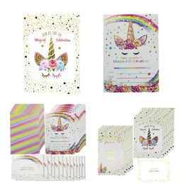 Magical Unicorn Invitations Card Unicornio Birthday Party Invitation Cards for Kids Birthday Baby Shower Unicorn Party decor