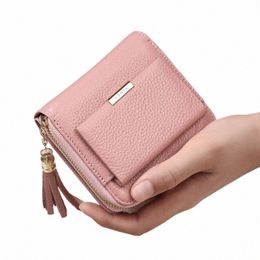 2024 New Tassel Design Genuine Leather Short Wallet for Women Luxury Designer Minimalist Card Wallet Exquisite Gift Box V2Mx#