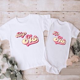 Big Sister Little Sister Girls Tshirt & Baby Rompers Summer Short Sleeve Kids T-shirt Cute Sibling Matching Outfits Clothes