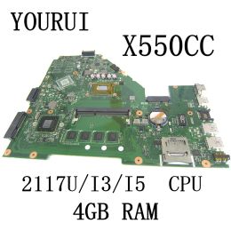 Motherboard X550CC For ASUS X550C X550CL X552C Y581C R510C Laptop Motherboard with 2117U/I3/I5 CPU and 4GB RAM Mainboard UMA