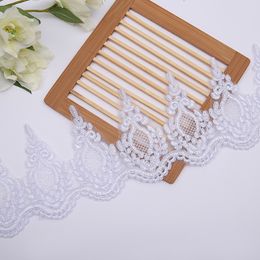 1 Yard Hot Sale Mesh Lace Trim Applique Trimming Luxury Embroidery Light Gold white Lace Fabric for Wedding Dresses 12cm wide