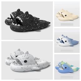 2024 New Luxury Designer Quality shoes sandal Summer Shark Slippers Shark Slides black blue Thick Soled Shoes men women Kids flat sandals Gradient Flip Flops