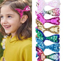 8 Colours Children Mermaid Design Fashion Scales Sequins Hair Bow Women Hairpins Girls Hair Clips Kids Headwear Accessories9725454