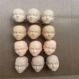 MENGF New Doll Bald Heads Blank No Makeup Face Head White Blue Green Beige Brown Coffee Super White Skin Doll Heads DIY Parts