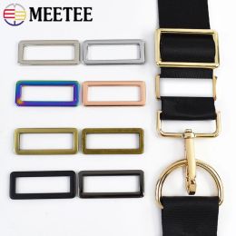 10/20Pcs Meetee 20-50mm Metal Webbing Adjuster Buckles Square Bag Backpack Strap Buckle Dog Collar Clasp DIY Hardware Accessory