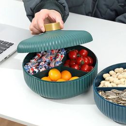 Plates Platter Storage Tray With Lid 4 Compartment Snack Dried Fruit Candy Nut Serving