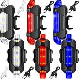 Rechargeable USB LED Bicycle Tail Light Mountain Bike Safety Warning Front and Rear Flashing Lights Night Riding Accessories 1PC