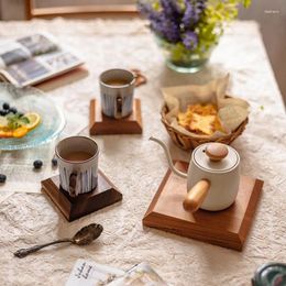 Table Mats 1Pcs Wooden Tea Coffee Cup Dining Mat Kitchen Accessories Square Home Multi-function Tableware Decor