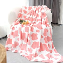 Blankets Flannel Fleece Blanket Throws Pink Cow Print Blanket Soft Small Throw Blanket for Couch