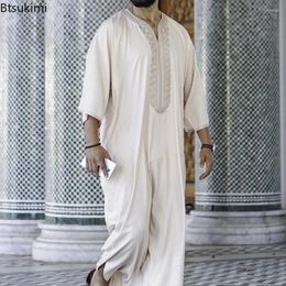 Ethnic Clothing 2024 Ramadan Muslim Fashion Abaya For Men Arab Islam Kaftan Robe Style Loose Casual Embroidered Party Jubba Thobe
