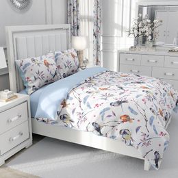 Blue Bedding Set Single Double King,Duvet Cover Set With Pillowcases,Quilt/Blanket Cover Set Bedclothes Nordic style bird