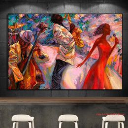 Abstract African Jazz Poster Wall Art Artistic Canvas Painting Jazz Music Posters Jazz Band Pictures for Living Room Home Decor