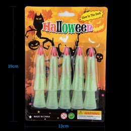 Amawill Luminous Witch Zombie Finger False Nails Halloween Decorations Glow False Nail Covers Sets Party Gatherings Carnivals