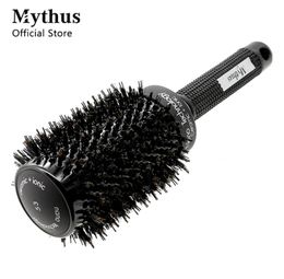 Hair Brushes Mythus est Ceramic Round Brush Heat Resistant Boar Bristle Styling Curling Comb For dresser Ionic 2211106502763