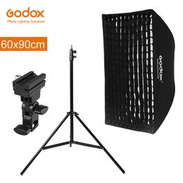 Godox 60*90cm 24"*35" Honeycomb Grid Rectangle Softbox Light Stand Hot Shoe Holder Bracket Kit for Speedlite Flash