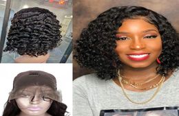 Indian Raw Virgin Hair Mink Bob Wig Lace Front Deep Wave Kinky Curly Short Bob Lace Front Wig Human Hair 1016inch83100366535663