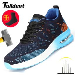 Boots Tulldent Men's Steel Toe Safety Work Shoes Lightweight Breathable Antismashing Nonslip Construction Protective Footwear