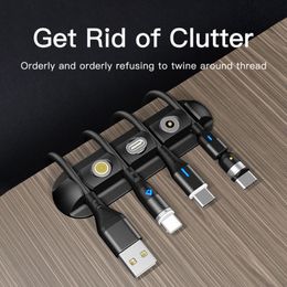 Cable Manager Magnetic Plug Box Silicone USB Cable Winder Flexible Cable Management Clip for Desk Car Neat Cord Holder Line Card