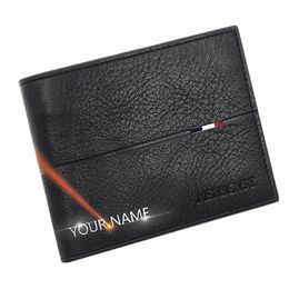 free Name Engraving Men Wallets New Short Zipper Card Holder Quality Male Purse Simple Slim Coin Pocket PU Leather Men's Wallet J6hv#