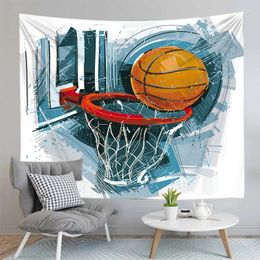 Tapestries Basketball Tapestry Ball Sport Wall Hanging Cloth For Boys Bedroom Sports Theme Home Living Room Decor Blanket