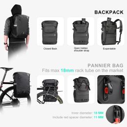 Rhinowalk 22L Waterproof Bike Pannier Bag Portable Cycling Backpack Bicycle Rear Rack MTB Trunk Bag Pack Luggage Carry