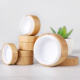 5ml 10ml 30ml Natural Bamboo Refillable Bottle Cosmetics Jar Box Makeup Cream Storage Pot Container Round Bottle Portable257M