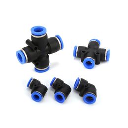 1PC 4mm 6mm 8mm 10mm 12mm OD Tube Cross 4 Ways V-type 2-way Connector Air Pneumatic Push In Connector Quick Release Fitting