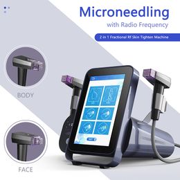 RF Fractional Scar Removal Skin Rejuvenation Machine Portable Gold Microneedle Wrinkle Remover Face Lift Pore Reduction Microneedling Home Salon Use Equipment