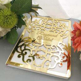 Wedding Guest Book Guestbook Personalized Custom Mirror Gifts Names Date Party White Engrave Laser Cut Royal Retro Vintage G001