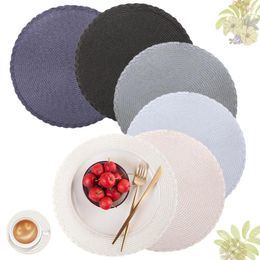 Table Mats 34CM Round Placemats Crossweave Heat Resistant Place Woven Braided Edged For Dining Christmas Wedding Home