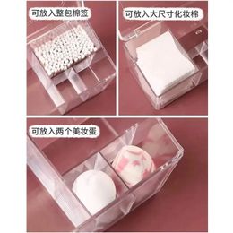 2024 Dustproof Plastic Makeup Organizer for Cotton Pads/Swab/Beauty Blender Storage Box with Lid Lipstick/Nail Polish Organizer makeup