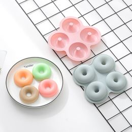 Party Dessert Silicone Mould Doughnut Shape 4 Hole Round Soap Mould Crafts Chocolate Cake Moulding Handmade Tools