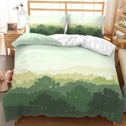 3D Mountain Forest Duvet Cover Set Snow Mountain Winter Theme King Queen Size Comforter Cover for Kid Teen Polyester Bedding Set