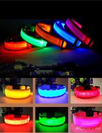 nylon led pet dog collars night safety flashing glow in the dark leash dogs luminous fluorescent collars pets supplies1187268