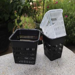 5x Breathable Orchid flower plant grow Pot net Mesh cup Planters Container Plastic Slotted wall hanging Holes Pot white black a1