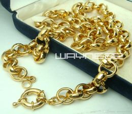 18k gold filled belcher bolt ring Link mens womens solid necklace jewllery N2219002621