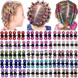 6pc Baby Girls Hair Claw Clips Crystal Rhinestones Tiny Hair Clips Coloured Flower Hair Bangs Pin for kids Women Hair Accessories