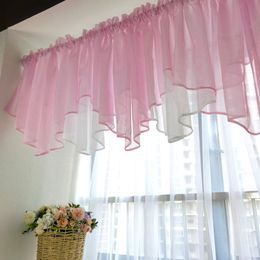 Light Baby Pink Sheer Cascade Curtain for Kitchen, Extra Wide Window Treatment, White Shabby Chic Ruffled Valance Tier Drapes