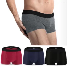 Underpants Men's Underwear Cotton Boxers Man Breathable Panties Solid High Quality Color Elastic Black