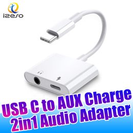 USB C to 3.5mm Headphone and Charger Adapter 2 in 1 Type C to Aux Audio Jack with PD 60W Fast Charging for Stereo Earbuds Compatible with iPhone 15 Pro Samsung S24 izeso