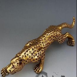 Antique pure copper leopard decoration large money leopard cheetah Feng Shui bronze home decoration gift antique collectibles212d