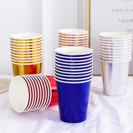 Gold Silver Luxury Paper Cups Children Birthday Party Decorations Kids Party Supplies Cups Disposable Tableware Sets Cute Cups