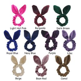 10PC Cute Velvet Bunny Ears Elastic Hair Bands Bowknot Ponytail Holder Hair Scrunchies Women Hair Accessories
