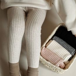 New Spring Autumn Baby Girls Knitted Warm Leggings Korean Style Solid Colour Kids Skinny Trousers Children Elastic Pants